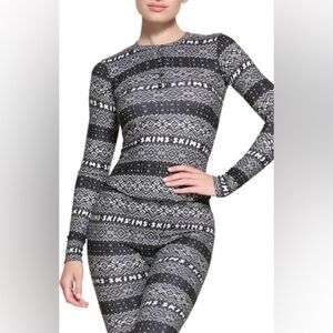 NEW SKIMS Logo Plush Pointelle Henley and Leggings Set medium